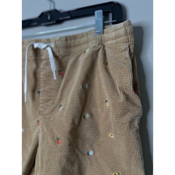 PacSun Men's Volley Corduroy Shorts Floral Embroidery Size L Pull On Drawstring - Picture 2 of 8